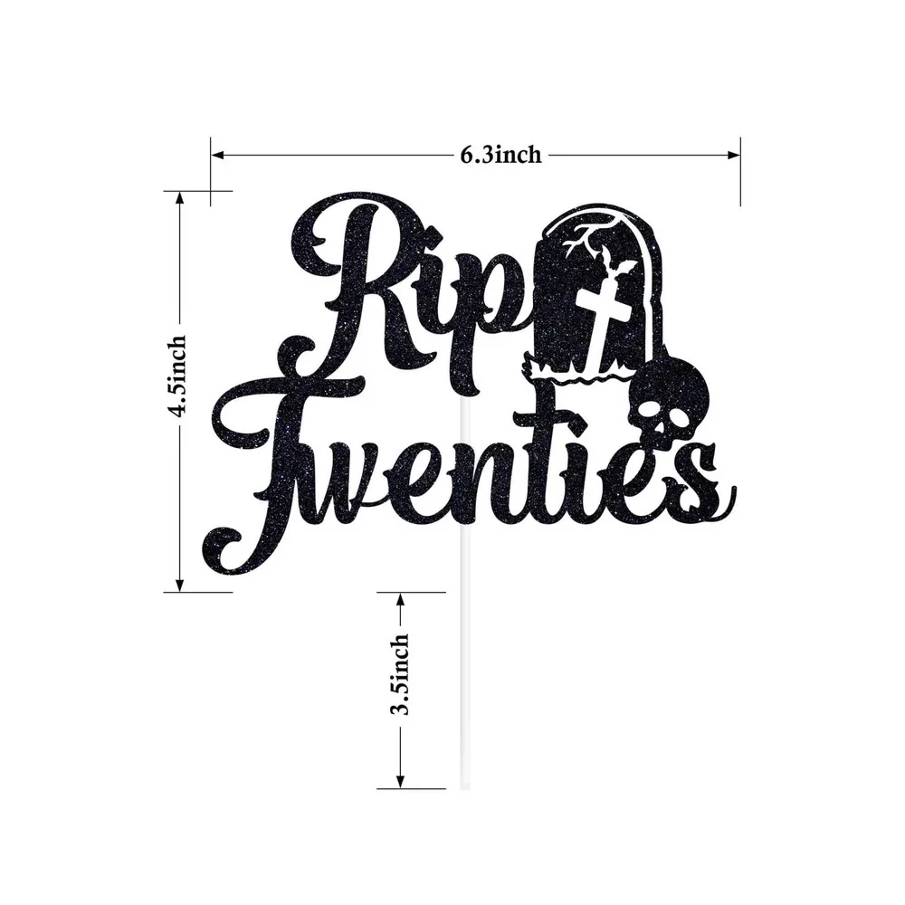 Hilarious Rip Twenties Cake Topper Black Glitter 30th‎ Birthday Party Funeral